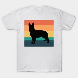 German Shepherd Dog Silhouette Vintage Sunset T-Shirt